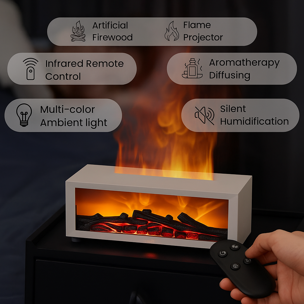 Simulated Flame Humidifier and Aromatherapy Machine