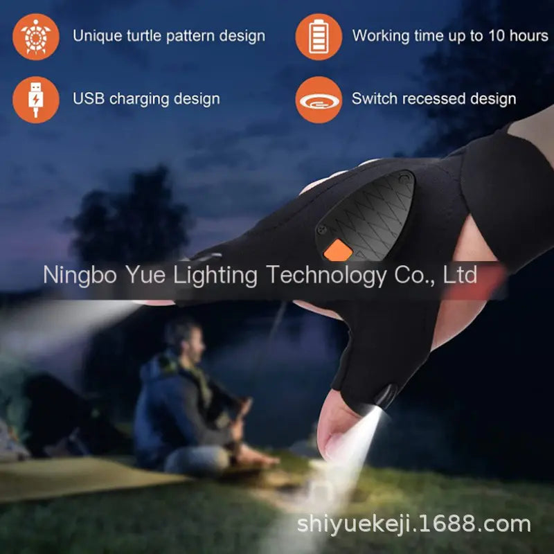 LED Flashlight Gloves for Repairing and Camping Tools