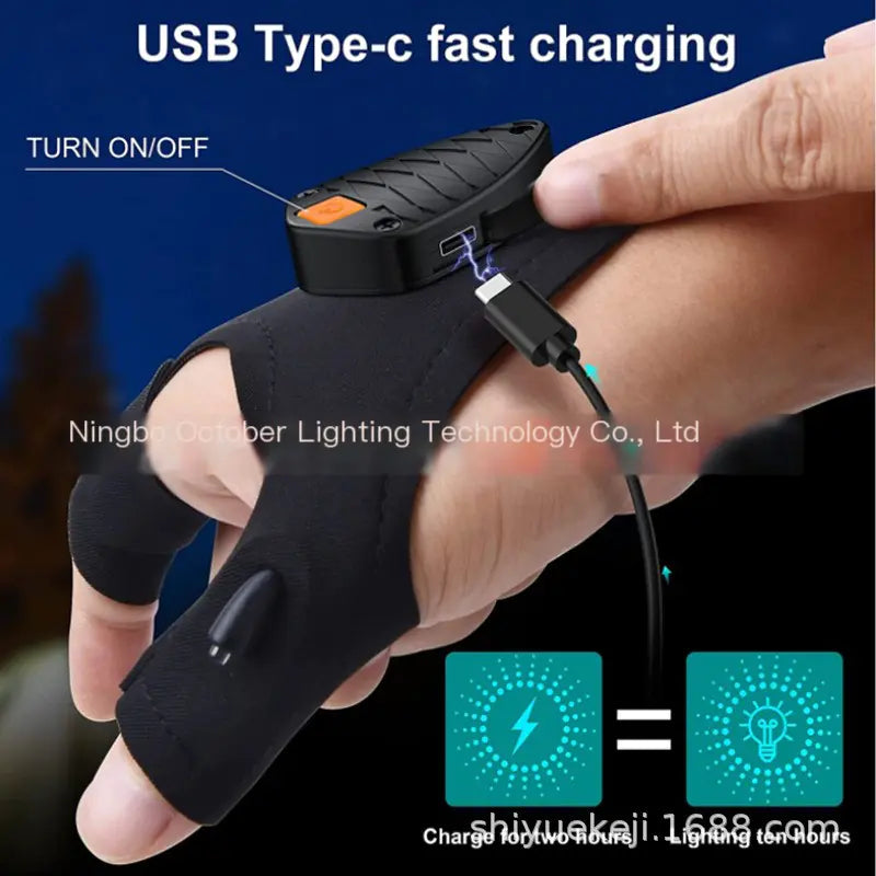 LED Flashlight Gloves for Repairing and Camping Tools